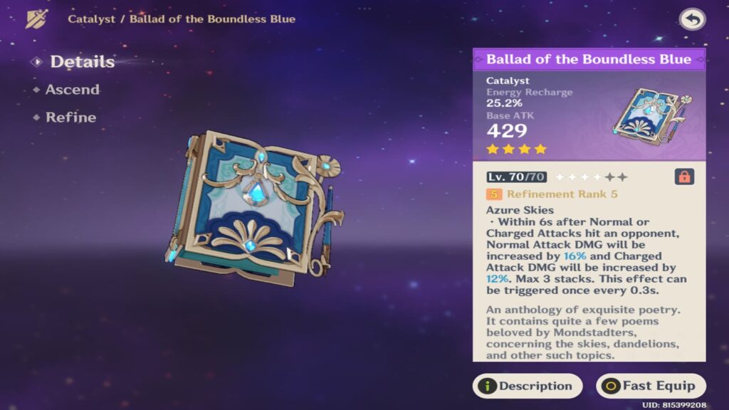 Inspecting age in-game of Ballad of the Boundless Blues