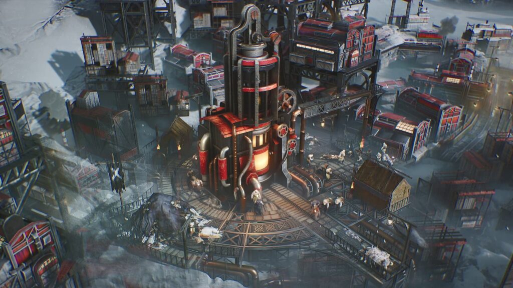 In-game scene from Frostpunk 2