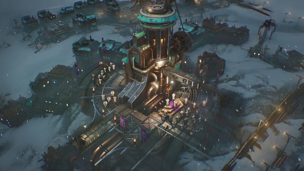 An in-game scene from Frostpunk 2