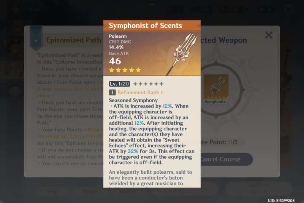 Signature Weapon for Escoffier in Genshin IMpact