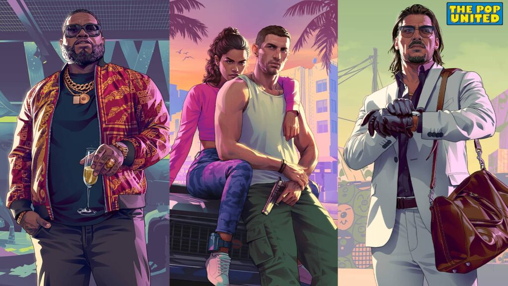 an image of some gta 6 characters and thepopunited logo on the top right