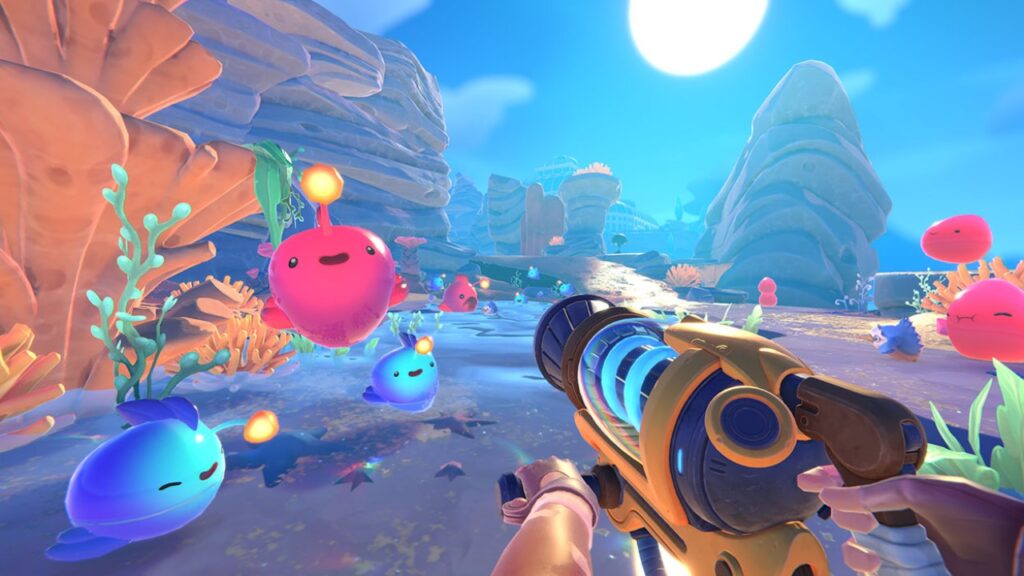 an image of a low stress FPS game - Slime Rancher 2
