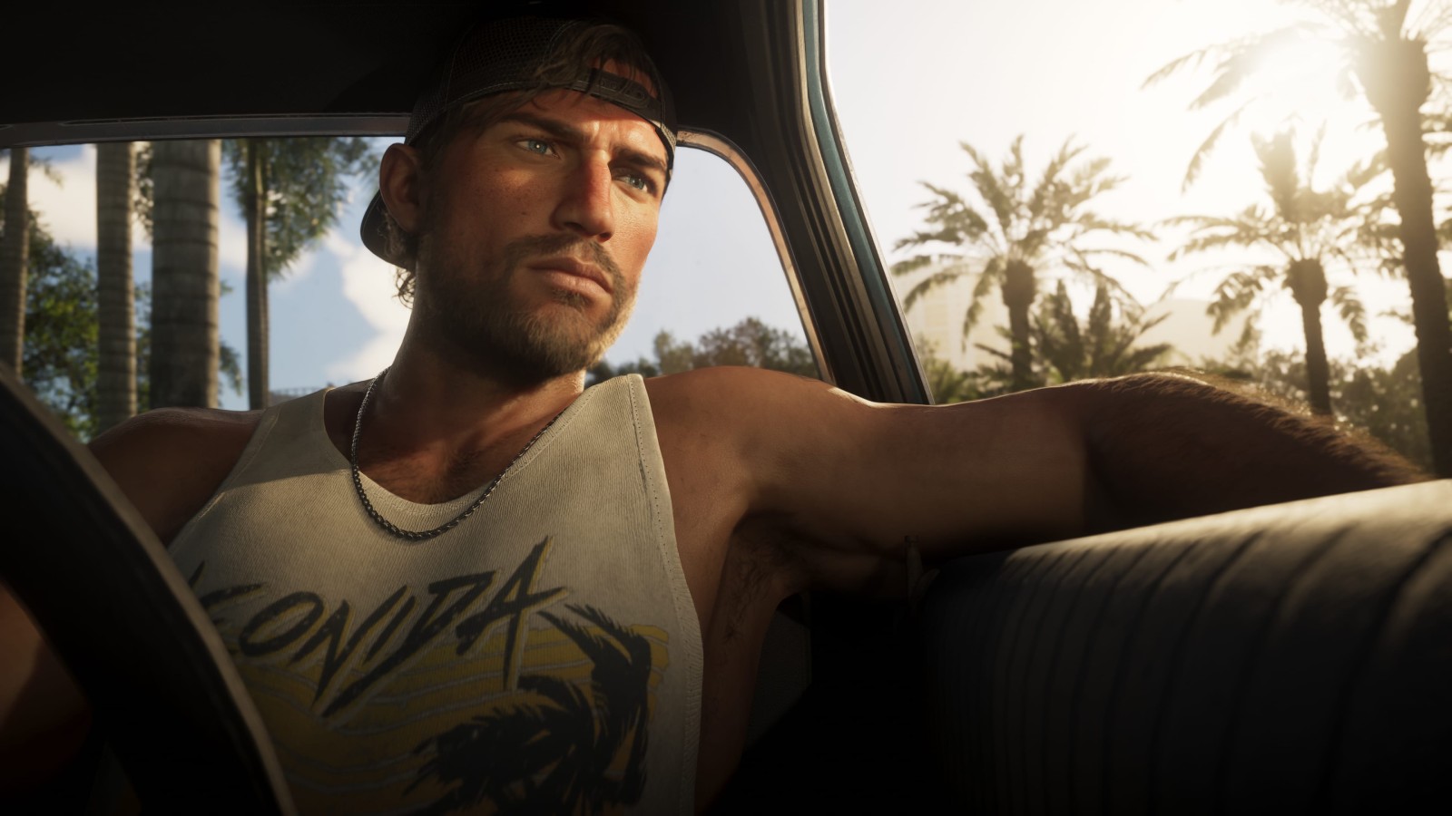an image of Jason Duval inside a car in GTA 6