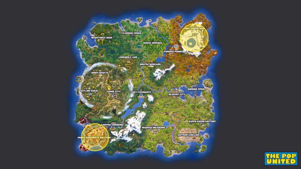 an image of TIE FIghter locations in Fortnite Chapter 6 Season 3