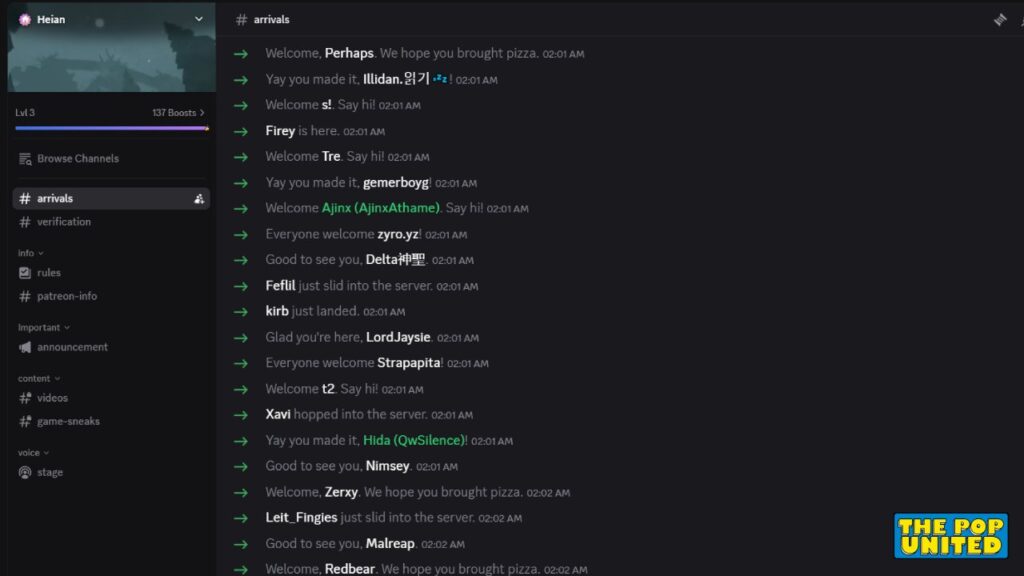 Official Heian Discord server arrivals text channel